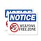 Signmission Weapon Free Zone OSHA Notice Sign, Plastic, 10in W x 7in L, 2PK OS-2PACK-NS-P-710-L-16888 - alternate 1